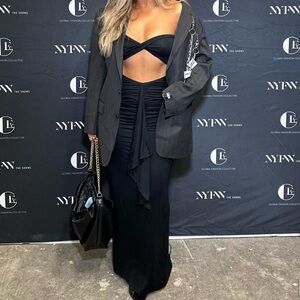 Strapless ruched gown